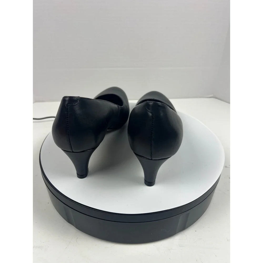 R2‎ Hommerson Womens Black Leather Kitten Pumps 9M Arch Support Comfort Heel